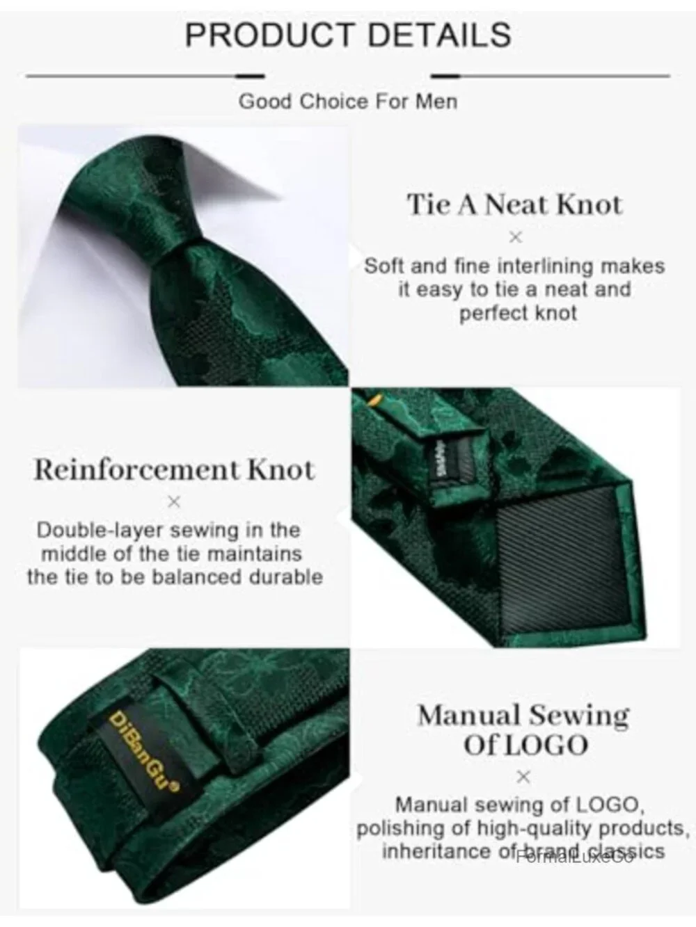 Silk Men's Necktie Floral Paisley Tie with Pocket Square Cufflinks Gift Set